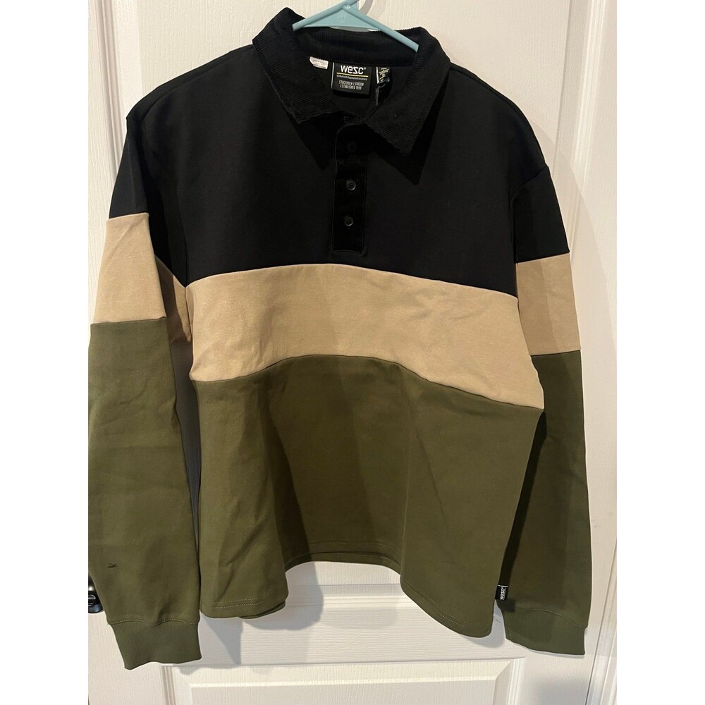 WeSC Colorblock Long Sleeve Polo Sweater XL New With Tags
